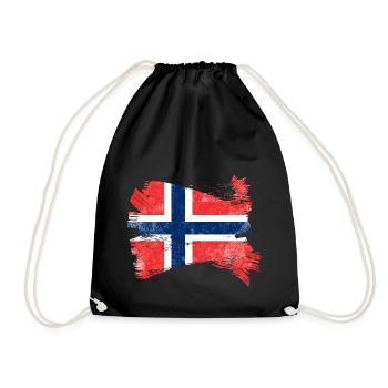 Norwegen Flagge - Turnbeutel - Schwarz - Vorne