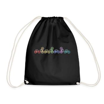 rainbow bike - Drawstring Bag - black - Front