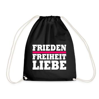 Frieden freiheit liebe - Turnbeutel - Schwarz - Vorne