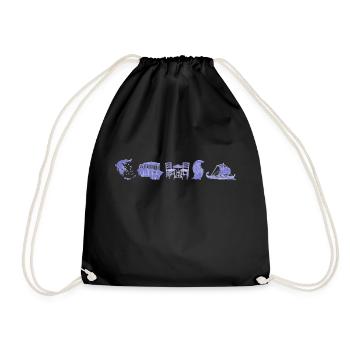 Boho Line Art Design, Series "Greece" - Drawstring Bag - black - Front