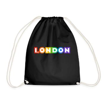 London Regenbogen Gay LGBTQ Pride - Turnbeutel - Schwarz - Vorne