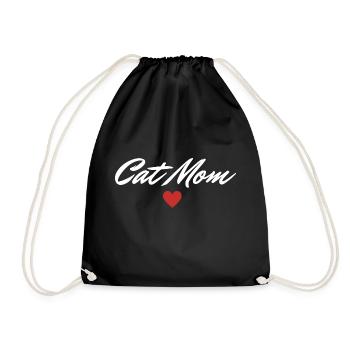 Cat mom Cat lover Geschenkidee - Turnbeutel - Schwarz - Vorne