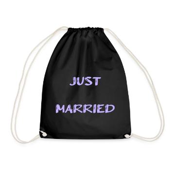 JUST MARRIED. bachelorette party. LOVE. SAINT VALENTINE. COUPLE. - Drawstring Bag - black - Front