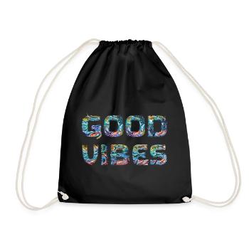 Good Vibes & Surfing & Holidays - Drawstring Bag - black - Front