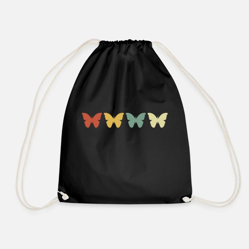 Vintage Retro Schmetterling - Turnbeutel - Schwarz