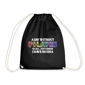 A Day Without Pilates Floral Motif Humor - Drawstring Bag - black - Front