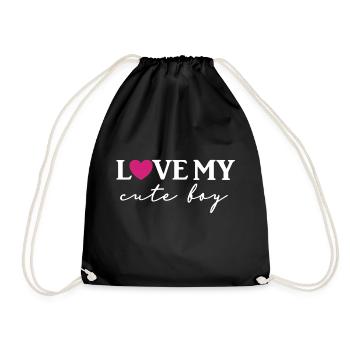 Love my cute boy - Drawstring Bag - black - Front