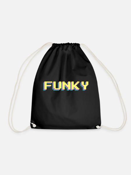 Funky 90er Pixel Wort Bunt - Turnbeutel - Schwarz