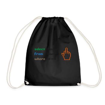 Funny SQL Query: 8-Bit Middle Finger for Geeks - Drawstring Bag - black - Front