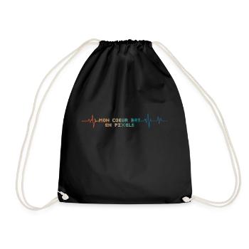 Battement de coeur rétro mon cœur bat en pixels - Sac de sport léger - noir - Devant