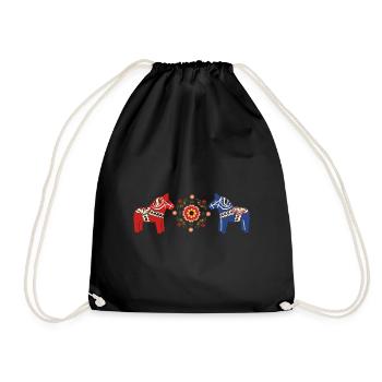 Dala horses - Swedish Christmas - Drawstring Bag - black - Front