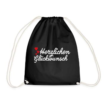 Herzlichen Glückwunsch Gratulation - Turnbeutel - Schwarz - Vorne