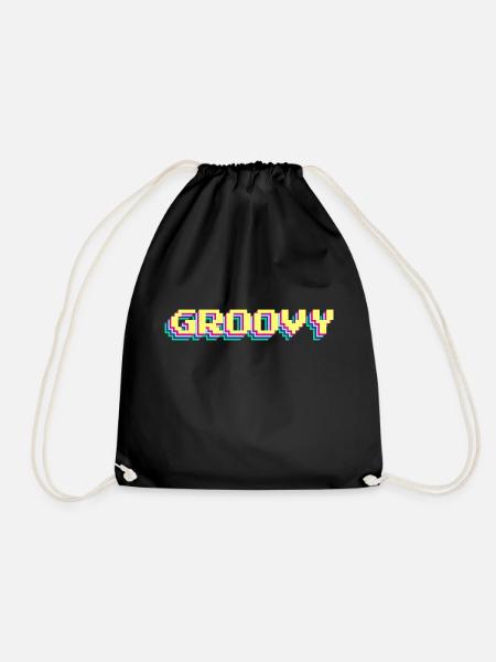 Groovy Funky Yeah 90er Design Buntes Wort 3D Pixel - Turnbeutel - Schwarz