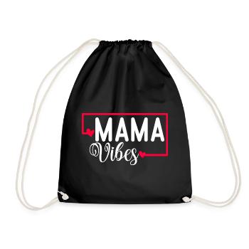 Mama Vibes Wife Mom Boss motherly love - Drawstring Bag - black - Front