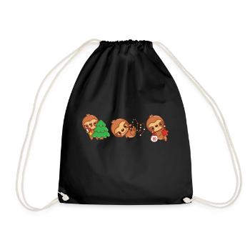 Lustige Faultier-Weihnachten. Xmas Slothy - Turnbeutel - Schwarz - Vorne