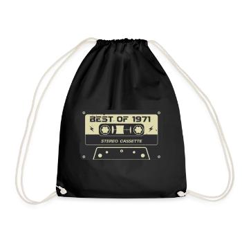 Retro cassette tape 1971 vintage 1971 birthday 1971 - Drawstring Bag - black - Front