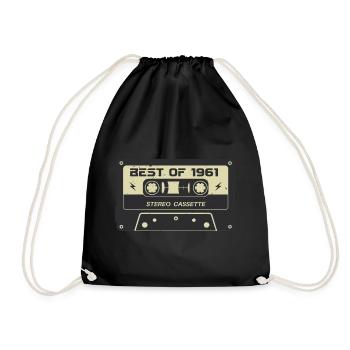 Retro cassette tape 1961 vintage 1961 birthday 1961 - Drawstring Bag - black - Front