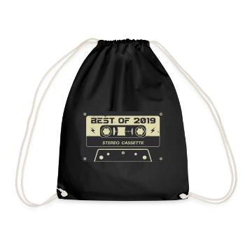 Retro cassette 2019 vintage 2019 birthday 2019 - Drawstring Bag - black - Front