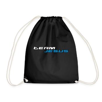 Team Jesus Racing Sport Logo Weiß Blau - Turnbeutel - Schwarz - Vorne