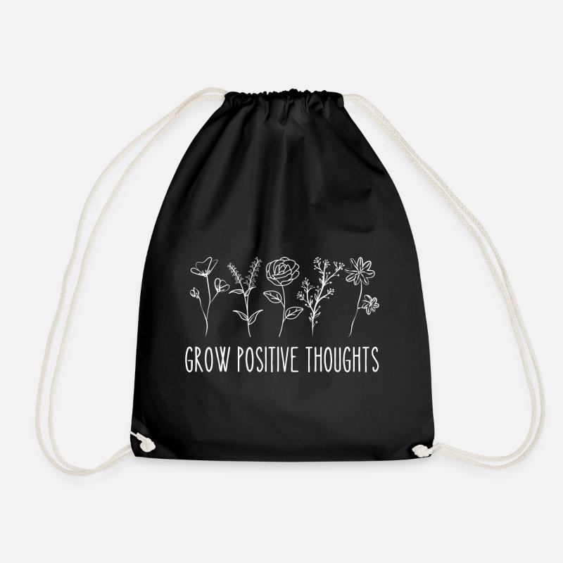 Grow Positive Thoughts - Drawstring Bag - black