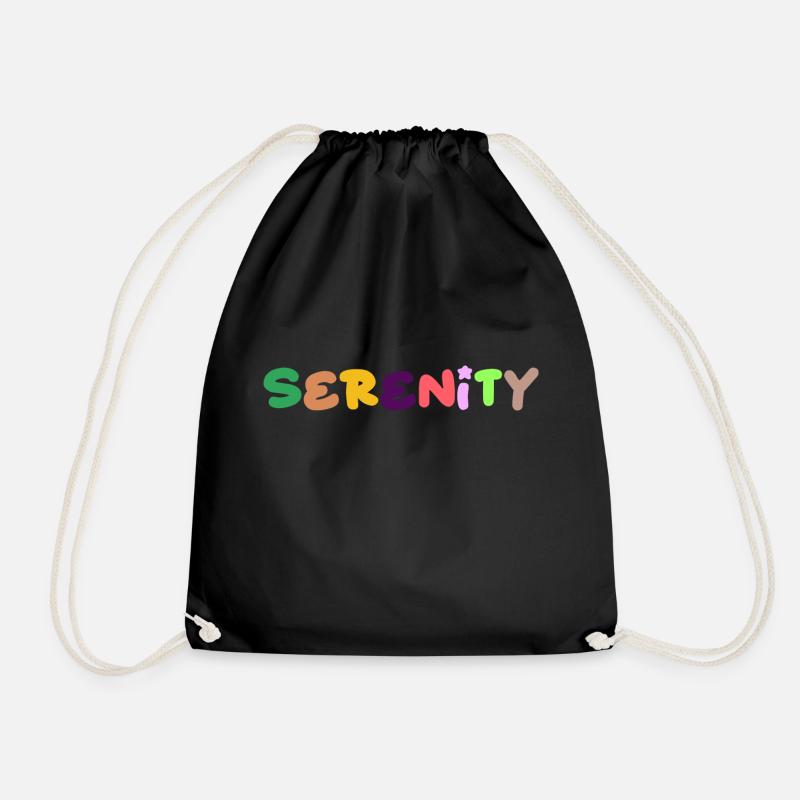 Serenity, positive thinking - Drawstring Bag - black