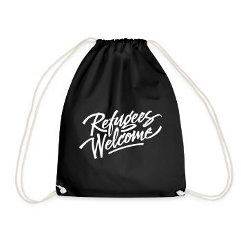 refugees welcome - Drawstring Bag - black - Front