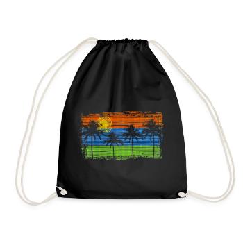 Palms & Stripes - Drawstring Bag - black - Front