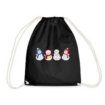 snowman. christmas gift - Drawstring Bag - black - Front