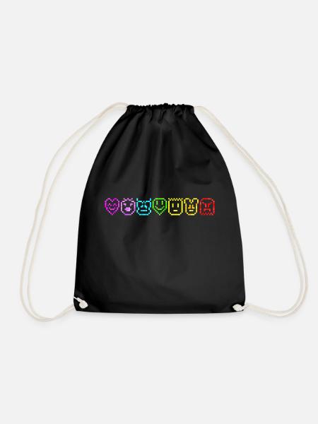 Fun Emotions Rainbow Color Emoticon - Drawstring Bag - black