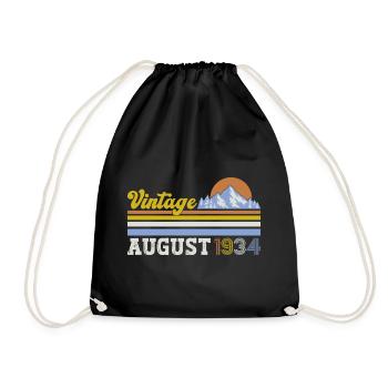 90th Birthday Original August 1934 Born 1934 - Drawstring Bag - black - Front