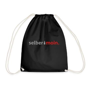 Self moin. With beer bottle in gray / red - Drawstring Bag - black - Front
