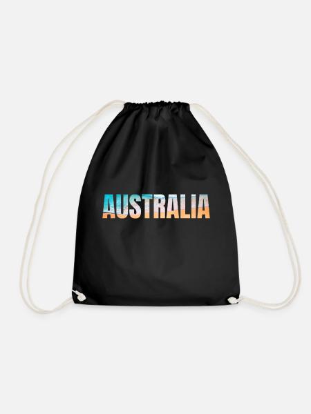 Australien - in englischer Sprache - Turnbeutel - Schwarz