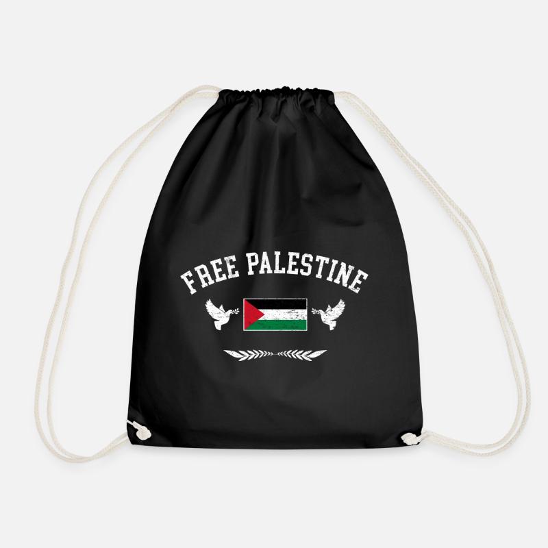 Free Palestine Freedom Palestine - Drawstring Bag - black