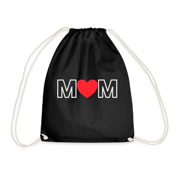 Mom with heart - Drawstring Bag - black - Front