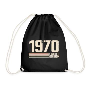 1970 Jahrgang 1970 Geburtstag 1970 Retro 1970 - Turnbeutel - Schwarz - Vorne