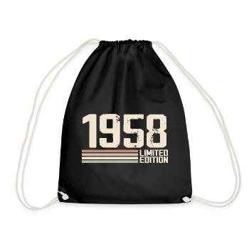 1958 Jahrgang 1958 Geburtstag 1958 Retro 1958 - Turnbeutel - Schwarz - Vorne