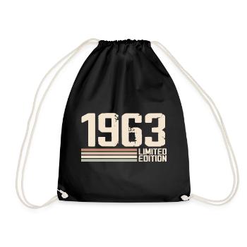 1963 Jahrgang 1963 Geburtstag 1963 Retro 1963 - Turnbeutel - Schwarz - Vorne