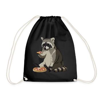 Raccoon Pizza Food Lover - Drawstring Bag - black - Front