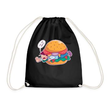 Burger essen Zutat Männer Burger essen Zutat Männe - Turnbeutel - Schwarz - Vorne