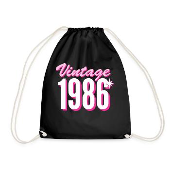 1986 Jahrgang Baujahr Vintage Geschenkidee Retro - Turnbeutel - Schwarz - Vorne