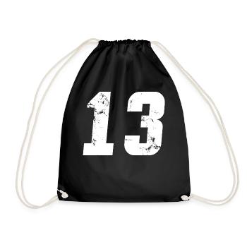 Cool Number 13 - 13 Years Old 13th Birthday Gift - Drawstring Bag - black - Front