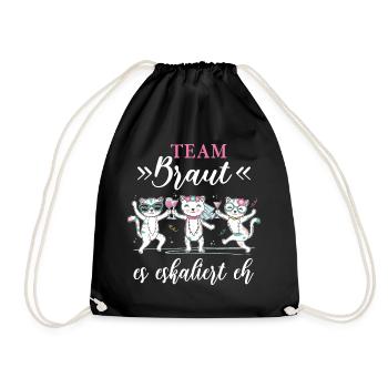 Team Braut Junggesellinnenabschied Partnerlook - Turnbeutel - Schwarz - Vorne