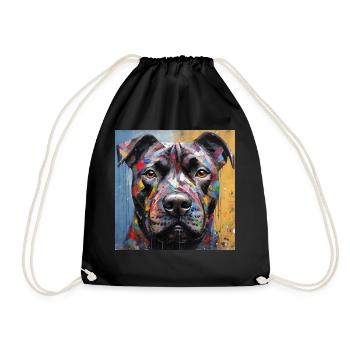 Staffordshire Bullterrier - Turnbeutel - Schwarz - Vorne