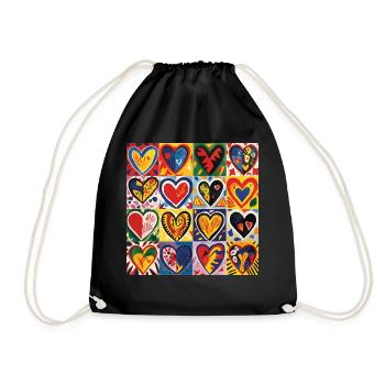 HEART OF LOVE STREET ART - Drawstring Bag - black - Front