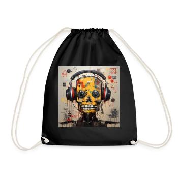 SKULL MUSIC STREEET ART - Drawstring Bag - black - Front