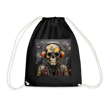 SKULL STREET ART - Drawstring Bag - black - Front