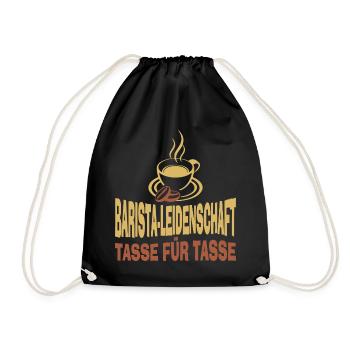 Barista Siebträger Kunst Kaffee Geschenk - Turnbeutel - Schwarz - Vorne
