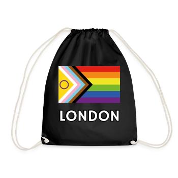 Inklusive Pride-Fortschrittsflagge London - Turnbeutel - Schwarz - Vorne
