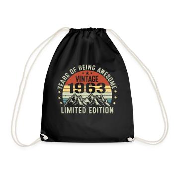 Gift to Celebrate Your Year of Birth 1963 - Drawstring Bag - black - Front
