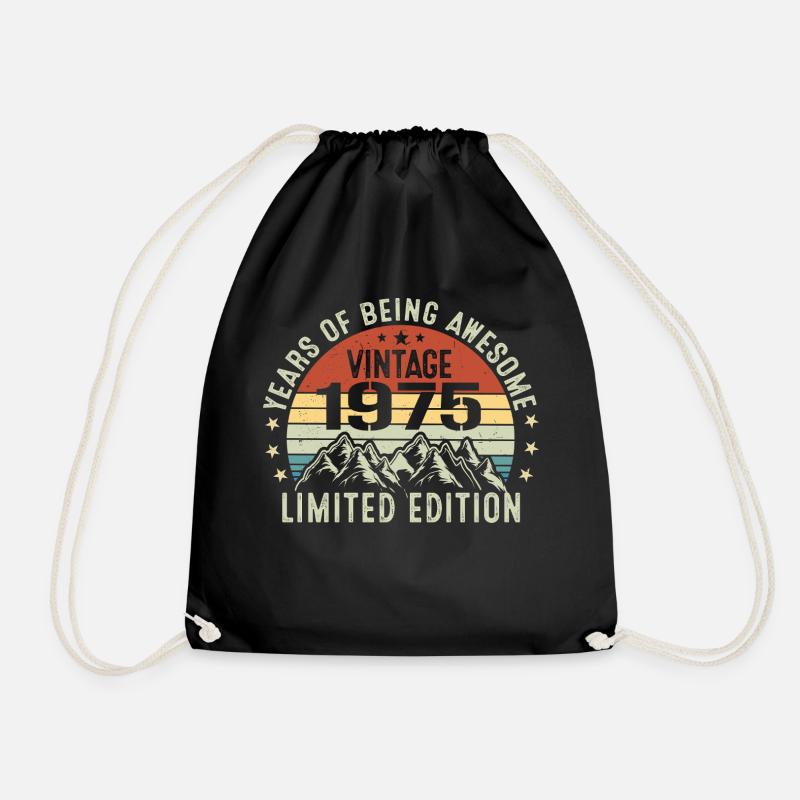 Gift to Celebrate Your Birth Year 1975 - Drawstring Bag - black
